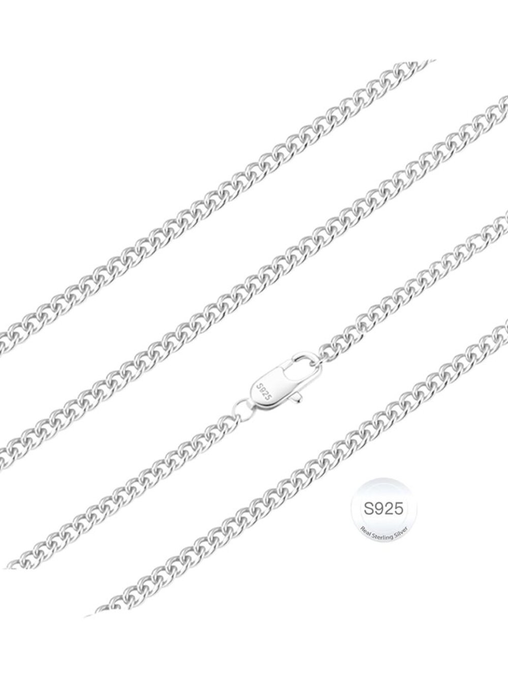 925 Sterling Silver Chain Necklace for Women, Danity Shining Chain Necklace Clas